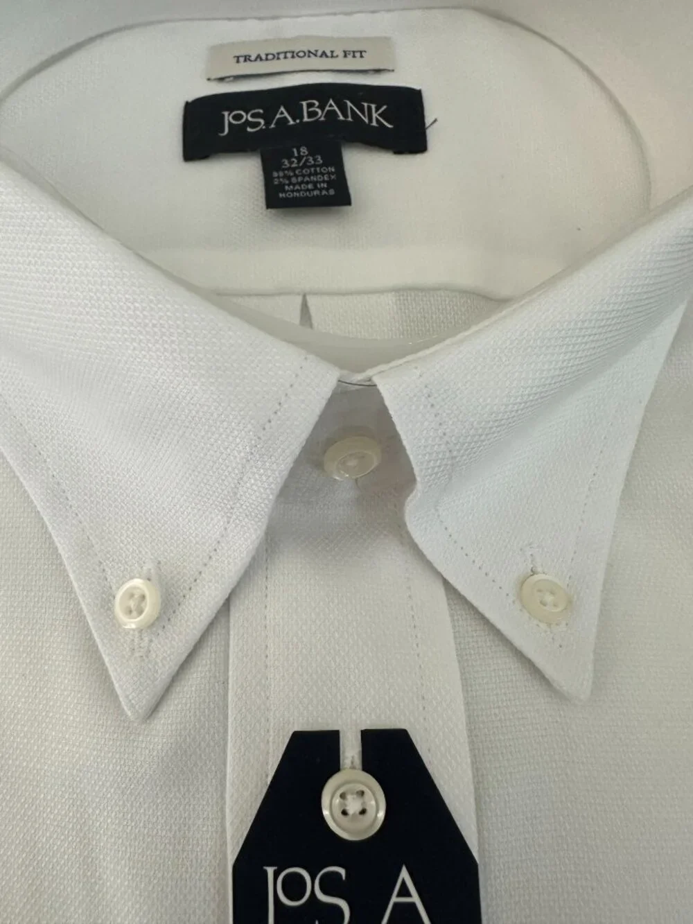 Jos. A. Bank White Trad Fit Sz 18 Button Down Men's Dress Shirt - Picture 6 of 10